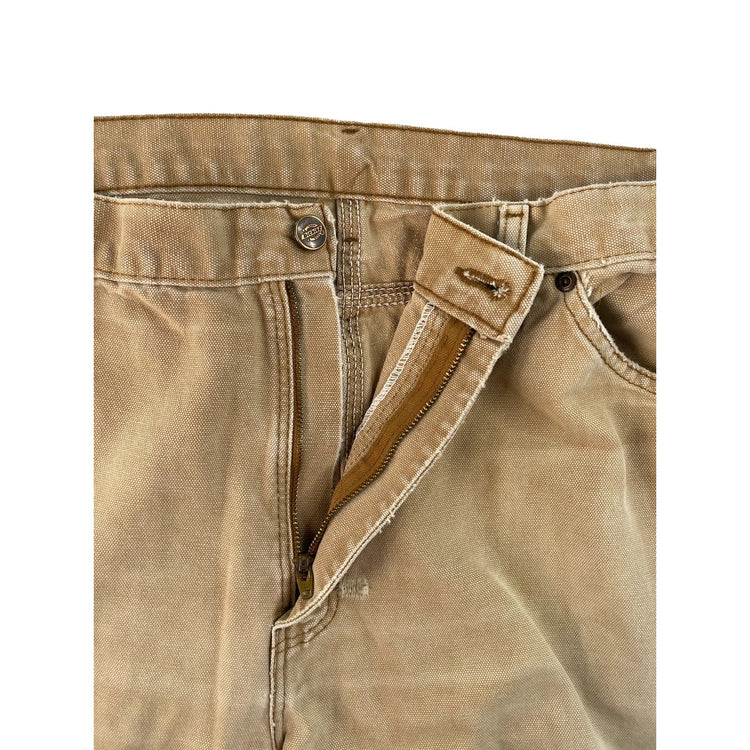 Men's Vintage Distressed Dickies Carpenter Pants Tan Duck Canvas 38x30
