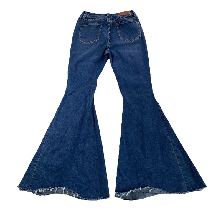 Womens Rock&Roll High Rise Bell Bottom Denim Blue Jeans Size W 26 L 32
