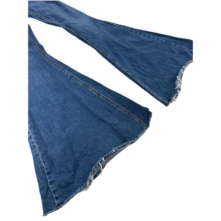 Womens Rock&Roll High Rise Bell Bottom Denim Blue Jeans Size W 26 L 32