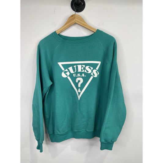 Men’s Vintage Turquoise Guess Jeans Pullover Sweater Sz L/XL
