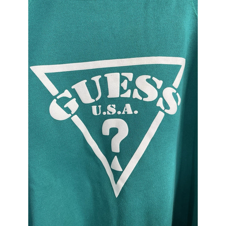 Men’s Vintage Turquoise Guess Jeans Pullover Sweater Sz L/XL