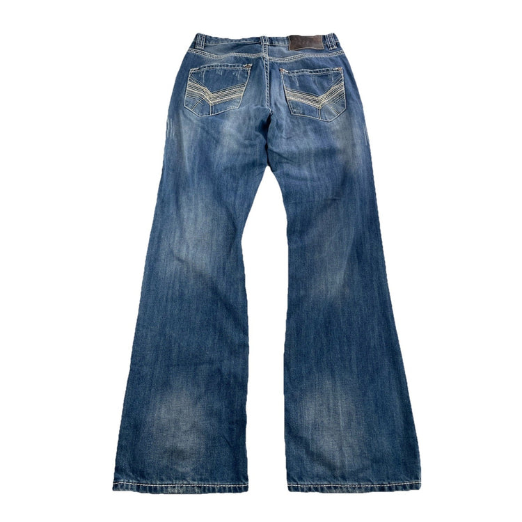 Mens Rock&Roll Cowboy Denim Loose Fit Blue Jeans Size 33x36