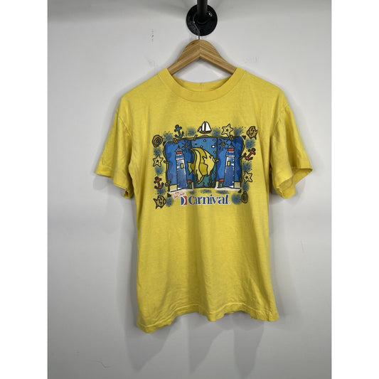 Men’s Vintage Carnival Cruise Yellow Ship Sailing T Shirt Sz L