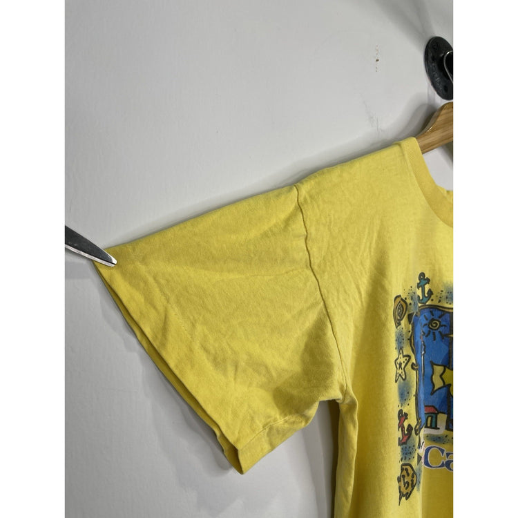 Men’s Vintage Carnival Cruise Yellow Ship Sailing T Shirt Sz L