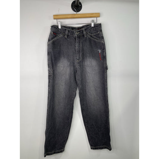 Mens Vintage Fubu Grey Double Pocket Baggy 32x32 Jeans