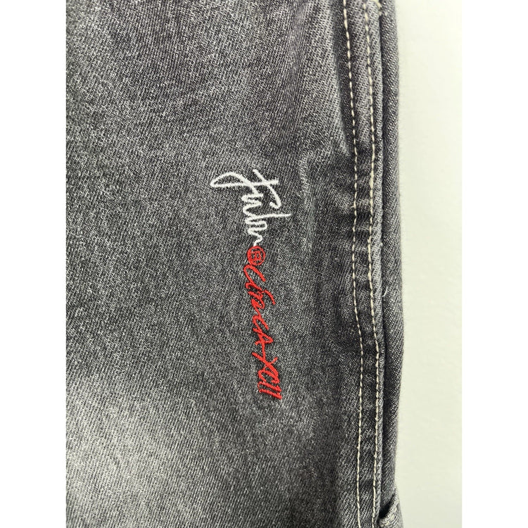 Mens Vintage Fubu Grey Double Pocket Baggy 32x32 Jeans