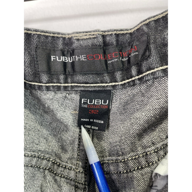 Mens Vintage Fubu Grey Double Pocket Baggy 32x32 Jeans