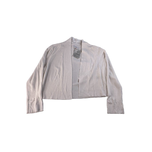 Women's Calvin Klein White Open-Front Cropped Cardigan Size S