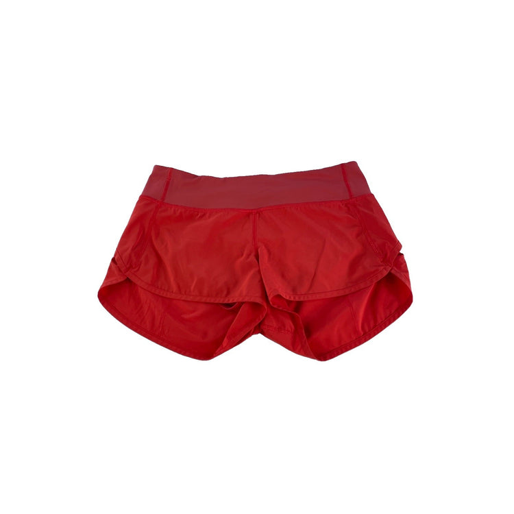 Womens Lululemon Autumn Orange Rust Red Low Rise Lined Running Short Size 6