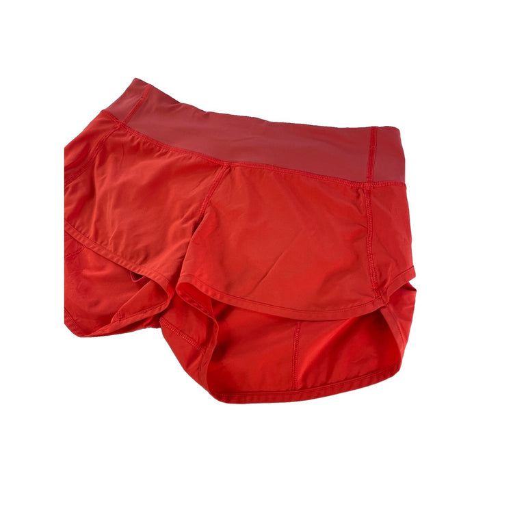 Womens Lululemon Autumn Orange Rust Red Low Rise Lined Running Short Size 6