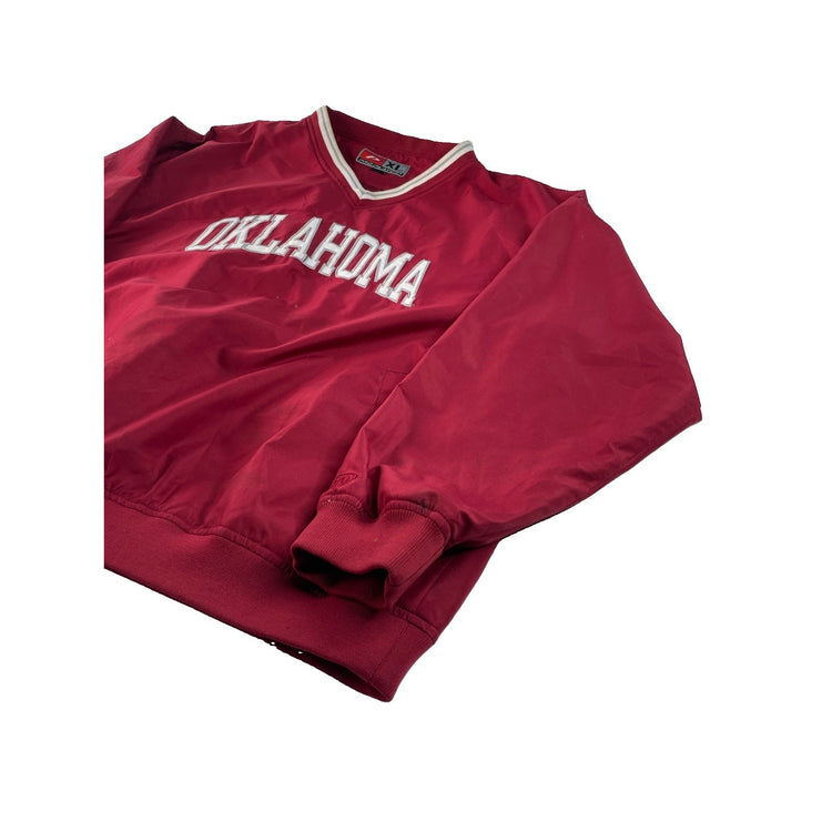 Mens Oklahoma Sooners V-Neck Pullover Windbreaker Jacket Red Size XL