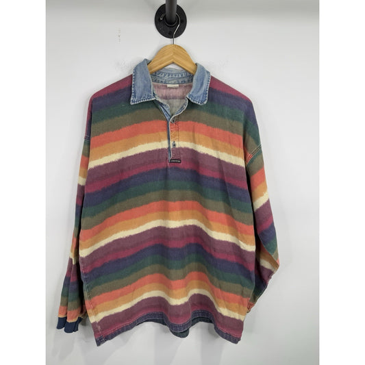 Vintage Strucute Active Wear Long Sleeve Polo Shirt size Xl
