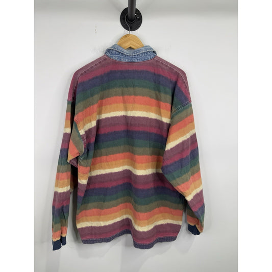 Vintage Strucute Active Wear Long Sleeve Polo Shirt size Xl