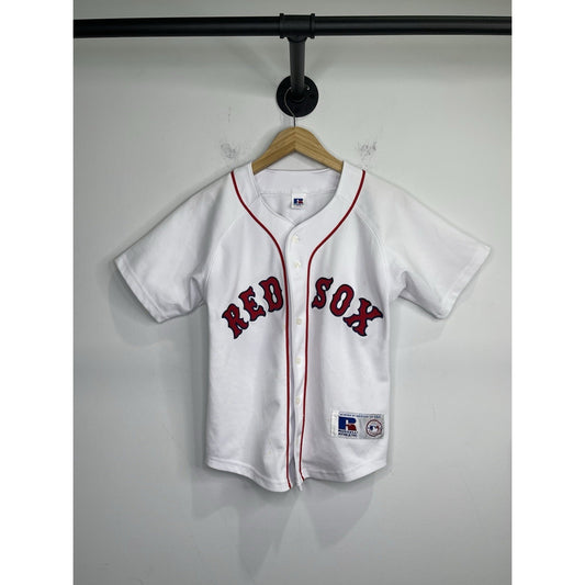 Youth Boston Red Sox Button Up Jersey Russel Athletics Sz 10/12