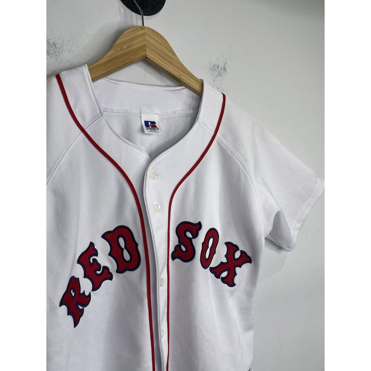 Youth Boston Red Sox Button Up Jersey Russel Athletics Sz 10/12
