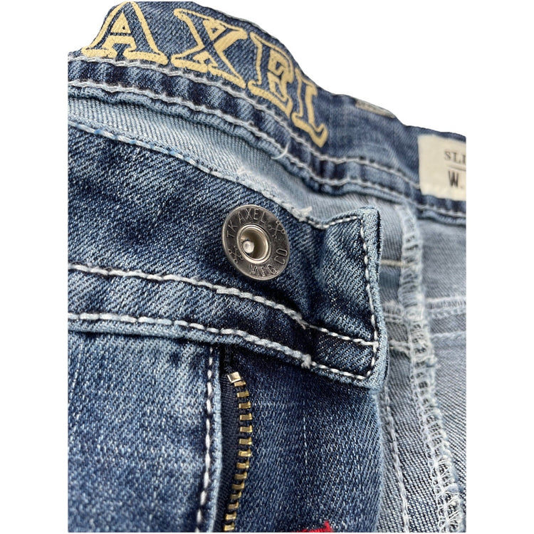 Men’s TK AXEL Slim Boot Blue Denim Jeans Size 40x30