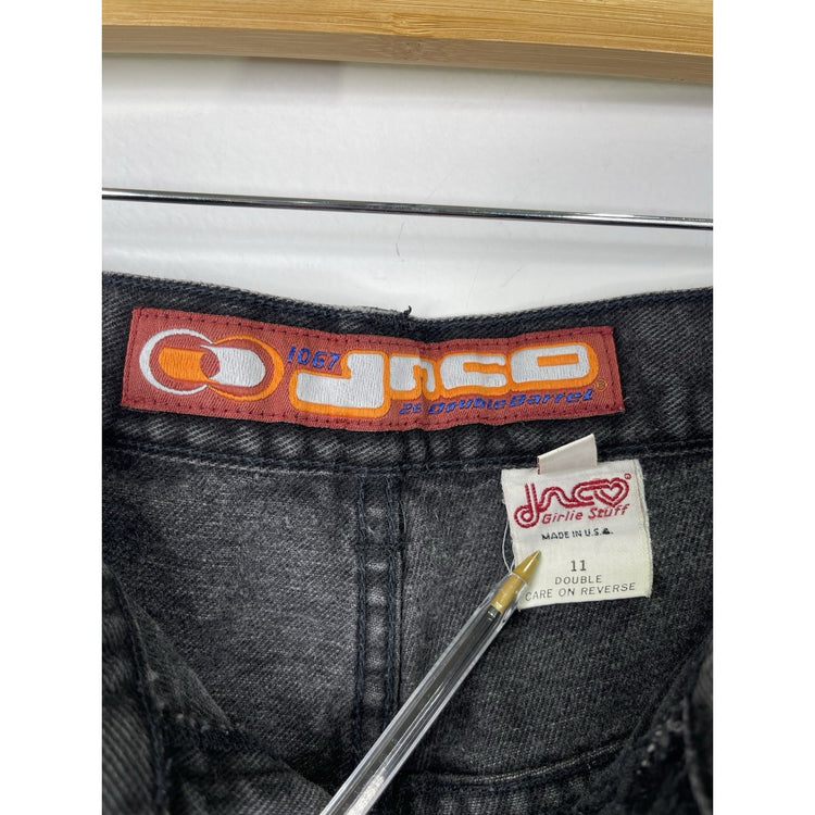 VTG Y2K Women’s Dark Denim JNCO 26’ Double Barrel Embroidered Jeans Sz 11