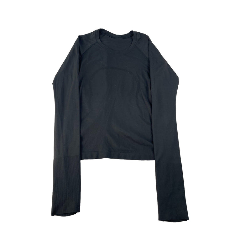 Womens Lululemon Solid Black Long Sleeve Stretch Shirt Size 8