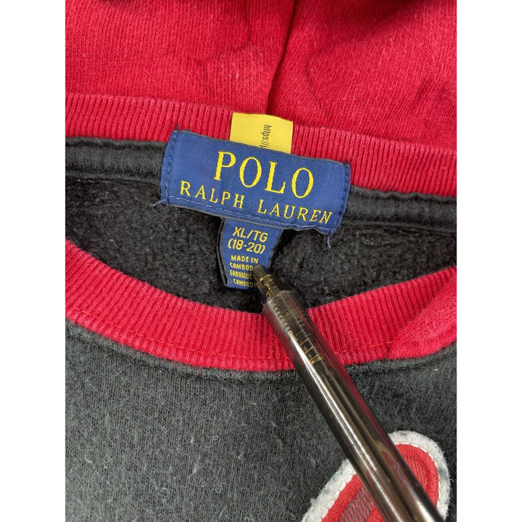 Kids Polo Ralph Lauren Size XL Black & Red ‘Polo’ Hoodie
