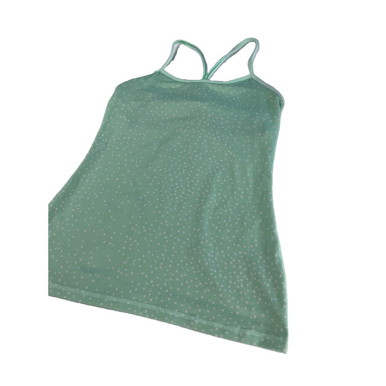 Womens Lululemon Mint Green White Polka Dot A Line Tennis Tank Top Size 8