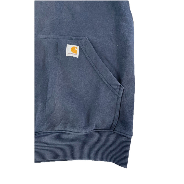 Mens Carhartt Navy Blue Blank Loose Fit Pullover Hoodie Size M