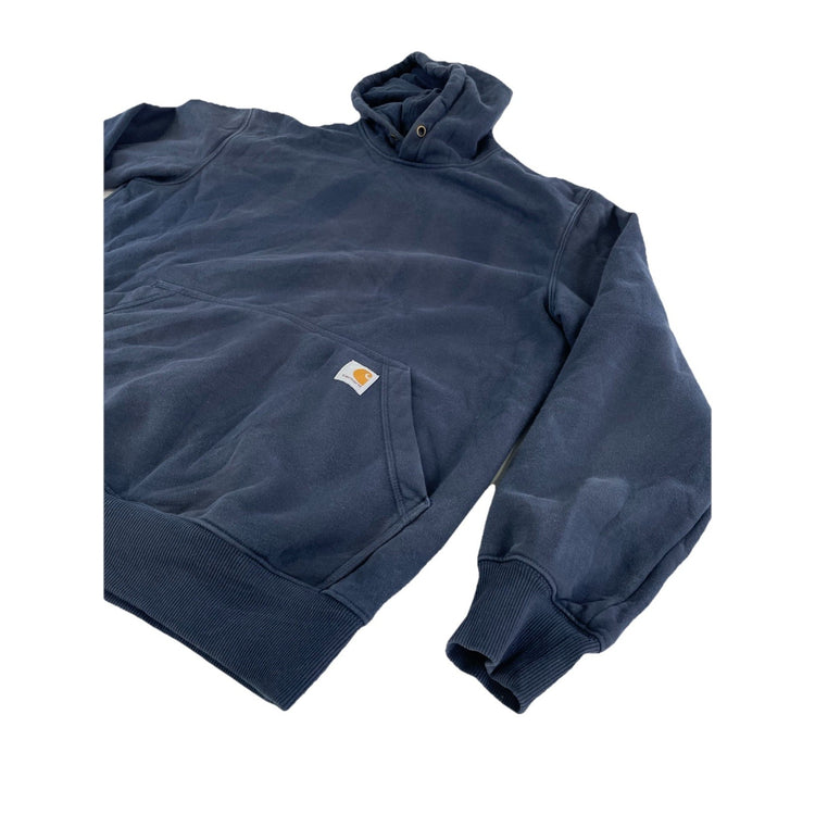 Mens Carhartt Navy Blue Blank Loose Fit Pullover Hoodie Size M