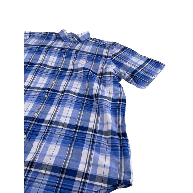 Mens Polo Ralph Lauren Blue & White Plaid Button Down T Shirt Size 2XLT