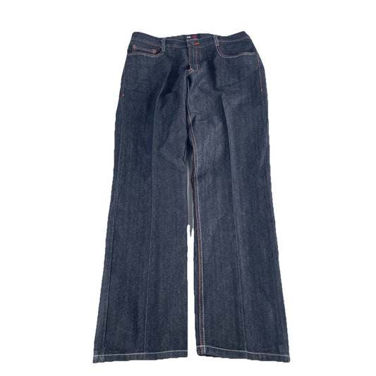 Mens Red Diamond Relaxed Straight Leg Street Wear Black Denim Jeans Size 38x32