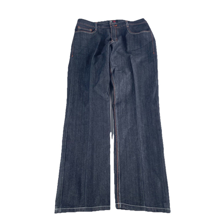 Mens Red Diamond Relaxed Straight Leg Street Wear Black Denim Jeans Size 38x32