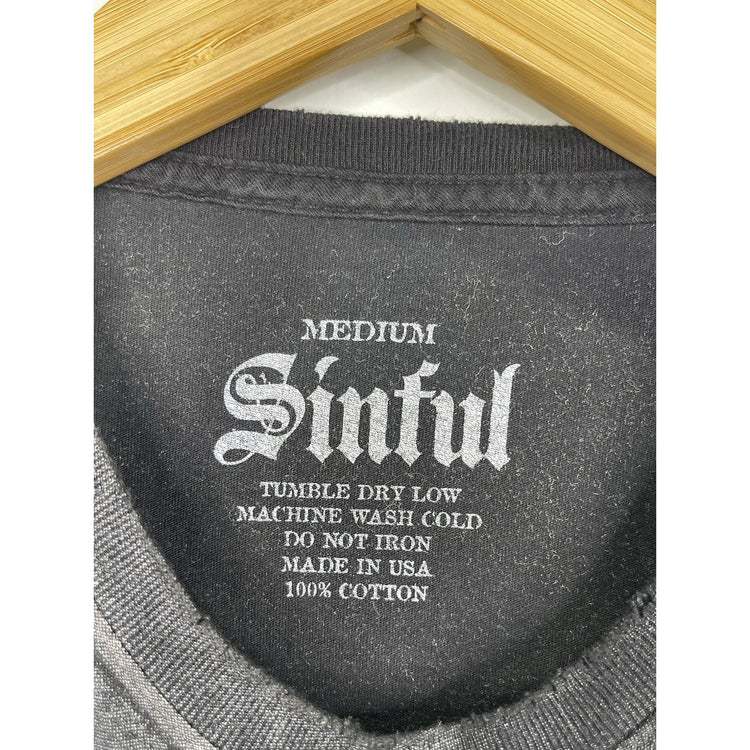 Womens Sinful Y2k Black T-shirt Sz M