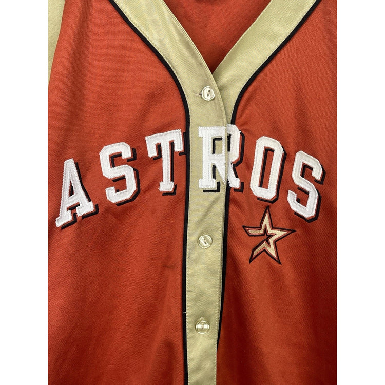 Houston Astros Womens Jersey MLB Genuine Merchandise L Orange/Gold Button Up