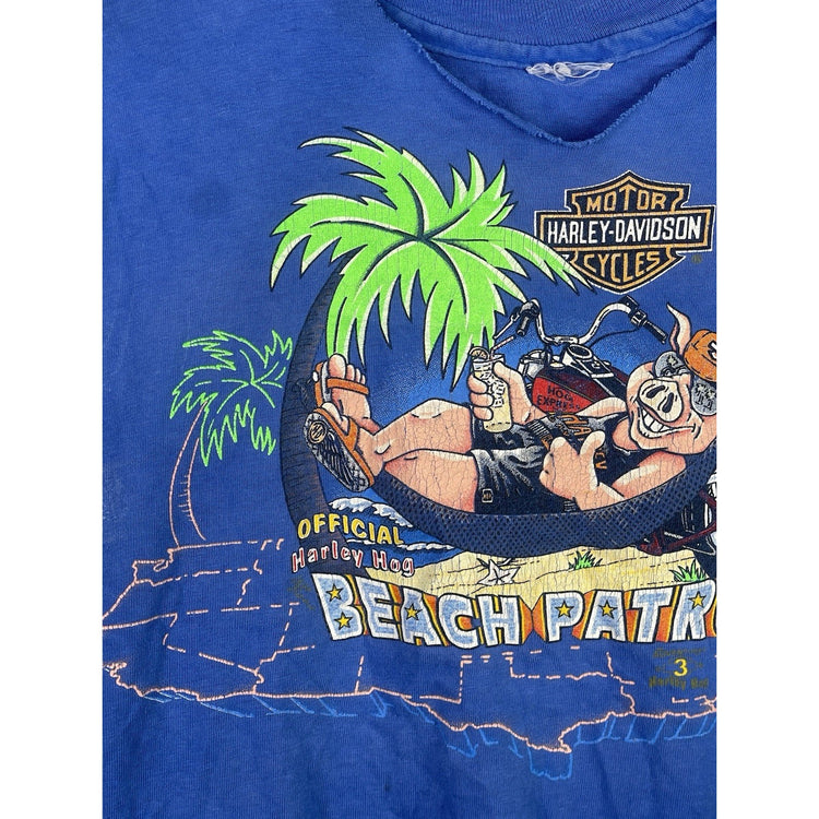 Men’s VTG Harley Davidson 1986 Harley Hog Official Beach Patrol Rare Sz M/L
