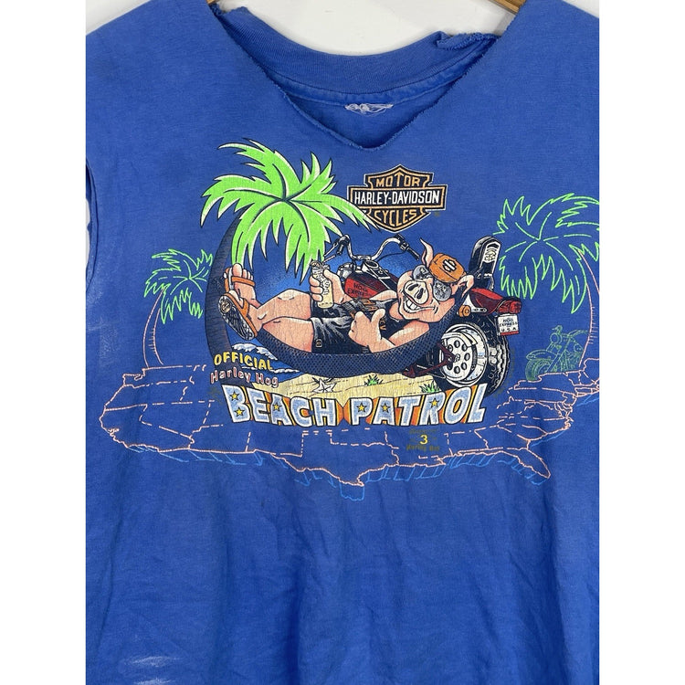 Men’s VTG Harley Davidson 1986 Harley Hog Official Beach Patrol Rare Sz M/L