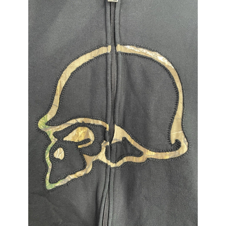 Men’s Black & Real Tree Camo Vintage Metal Mulisha Zip Up Hoodie Sz L
