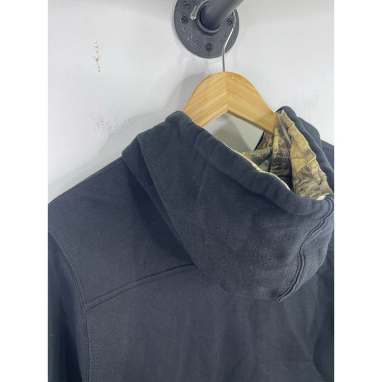 Men’s Black & Real Tree Camo Vintage Metal Mulisha Zip Up Hoodie Sz L