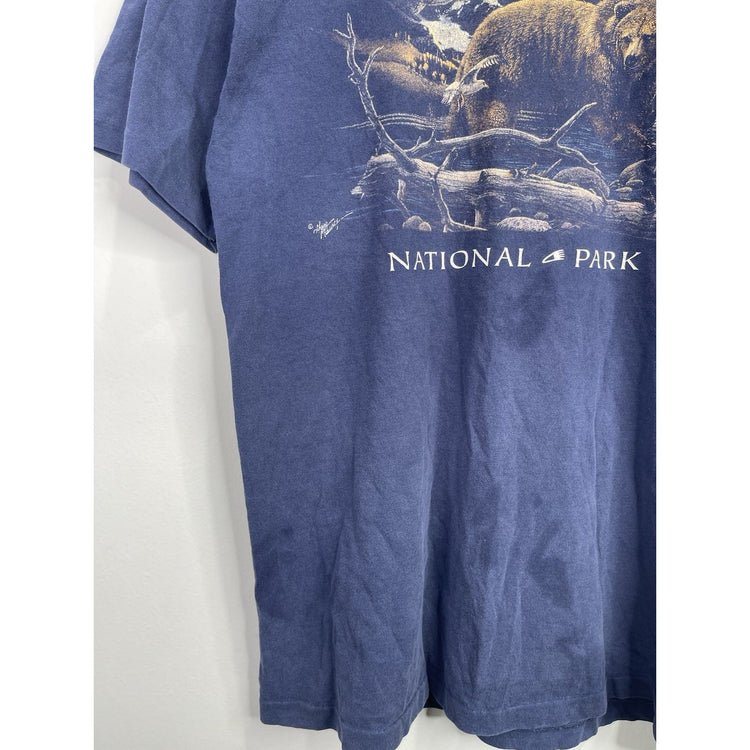 Vintage Yellowstone National Park Shirt Mens M Bear Prairie Mountain 90s