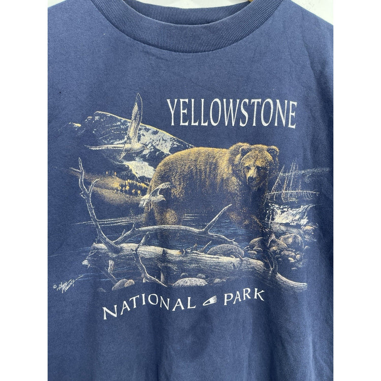 Vintage Yellowstone National Park Shirt Mens M Bear Prairie Mountain 90s
