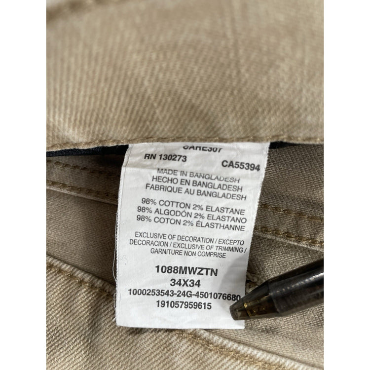 Men’s Wrangler Retro Tan Slim Straight Jeans Size 34x34