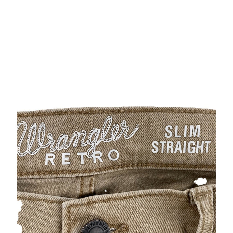 Men’s Wrangler Retro Tan Slim Straight Jeans Size 34x34