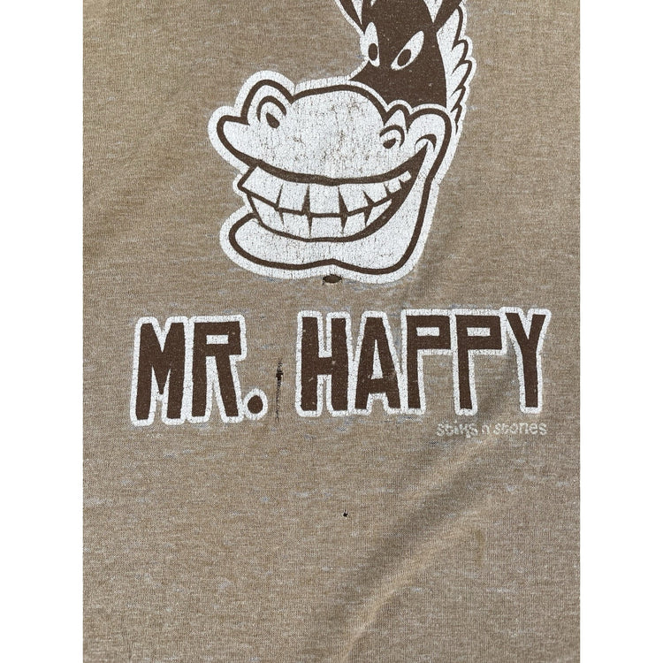 Mens Vintage Retro 90s Graphic Sticks n Stones Mr. Happy Donkey Tee Size Xl