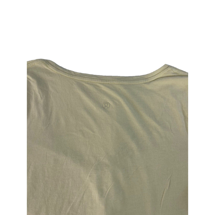 Women's Lululemon Pale Yellow V-Neck T-Shirt With Curved Hem Size L