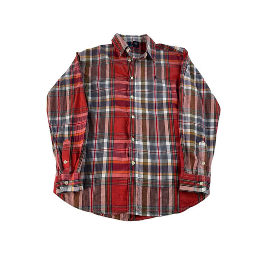 Youth Boys Vintage Ralph Lauren Multi-Color Plaid Button Down Shirt L