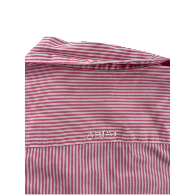 Women’s Ariat Fitted, Striped Pink&White, ButtonUp Shirt Size L