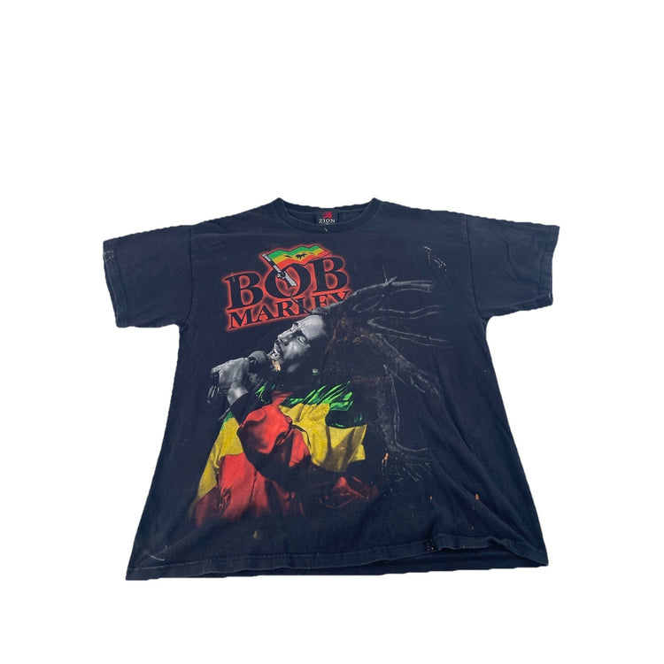 Mens Vintage Zion Rootswear Black Bob Marley T Graphic T Shirt Size XL