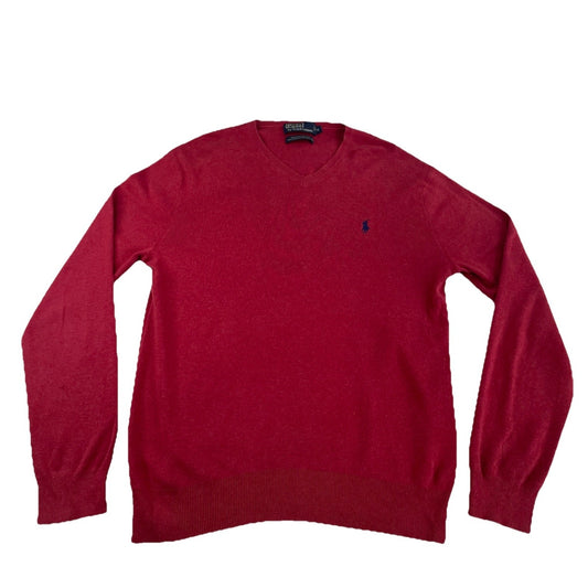 Mens Polo Ralph Lauren Size Small Red V Neck Sweater
