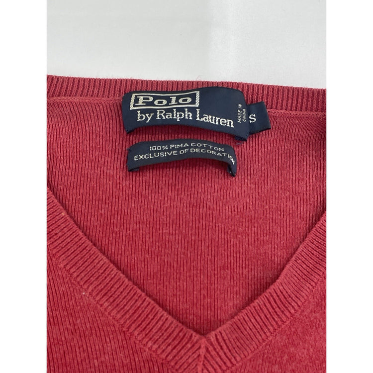Mens Polo Ralph Lauren Size Small Red V Neck Sweater