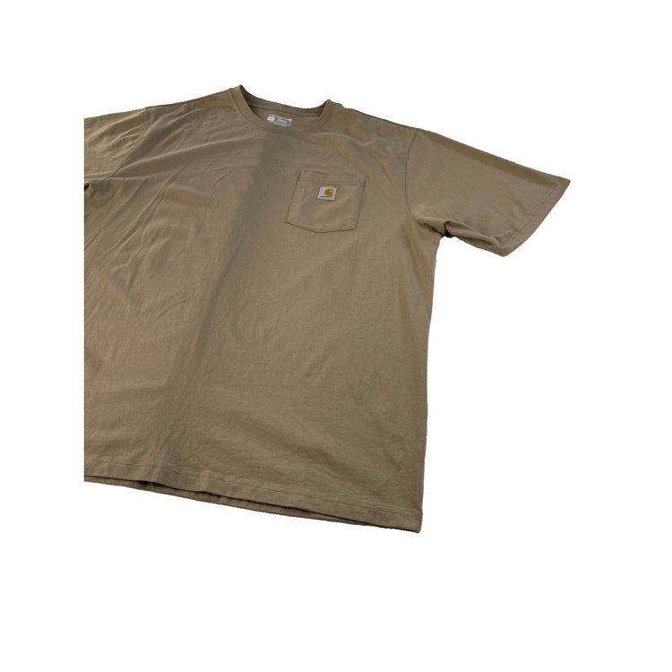 Mens Carhartt Beige Loose Fit Short Sleeve T Shirt Size 2XL