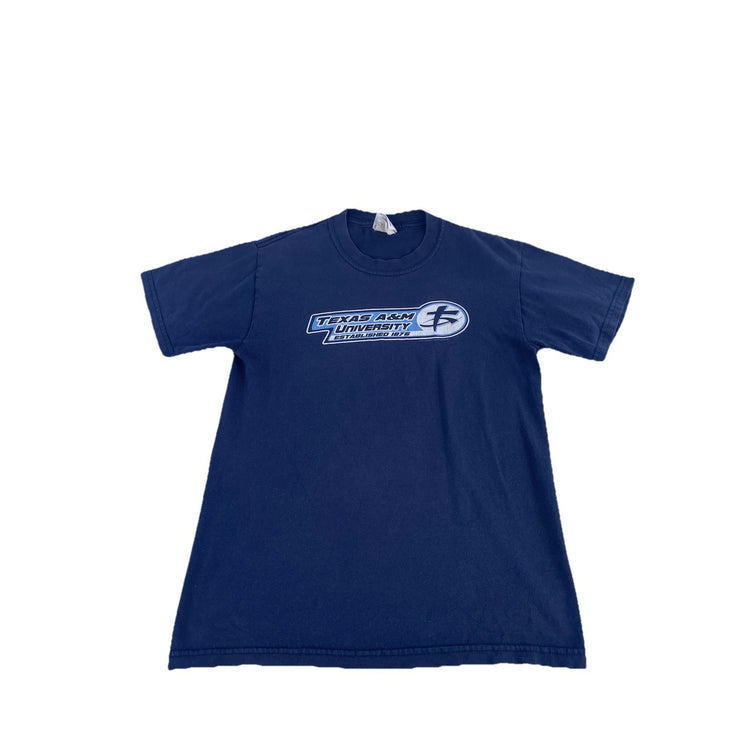 Mens Vintage Jerzees Texas A&M University Navy Blue Tee Size S