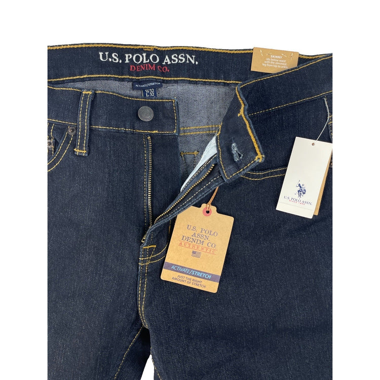 Mens U.S. Polo ASSN. Denim Dark Blue Denim Skinny Jeans Size 32X32
