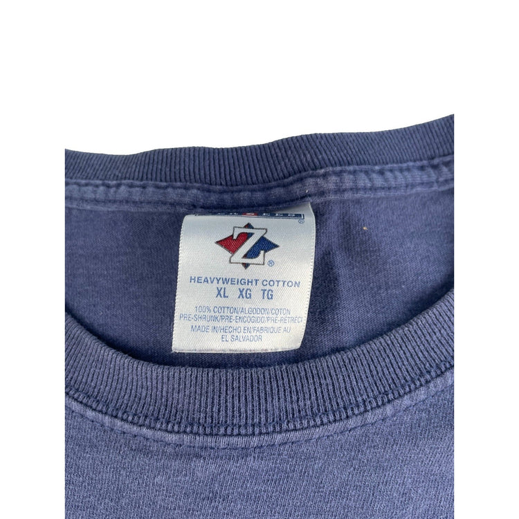 Mens Vintage Y2K Jerzees Navy Blue Christian Religious Graphic T Shirt Size XL